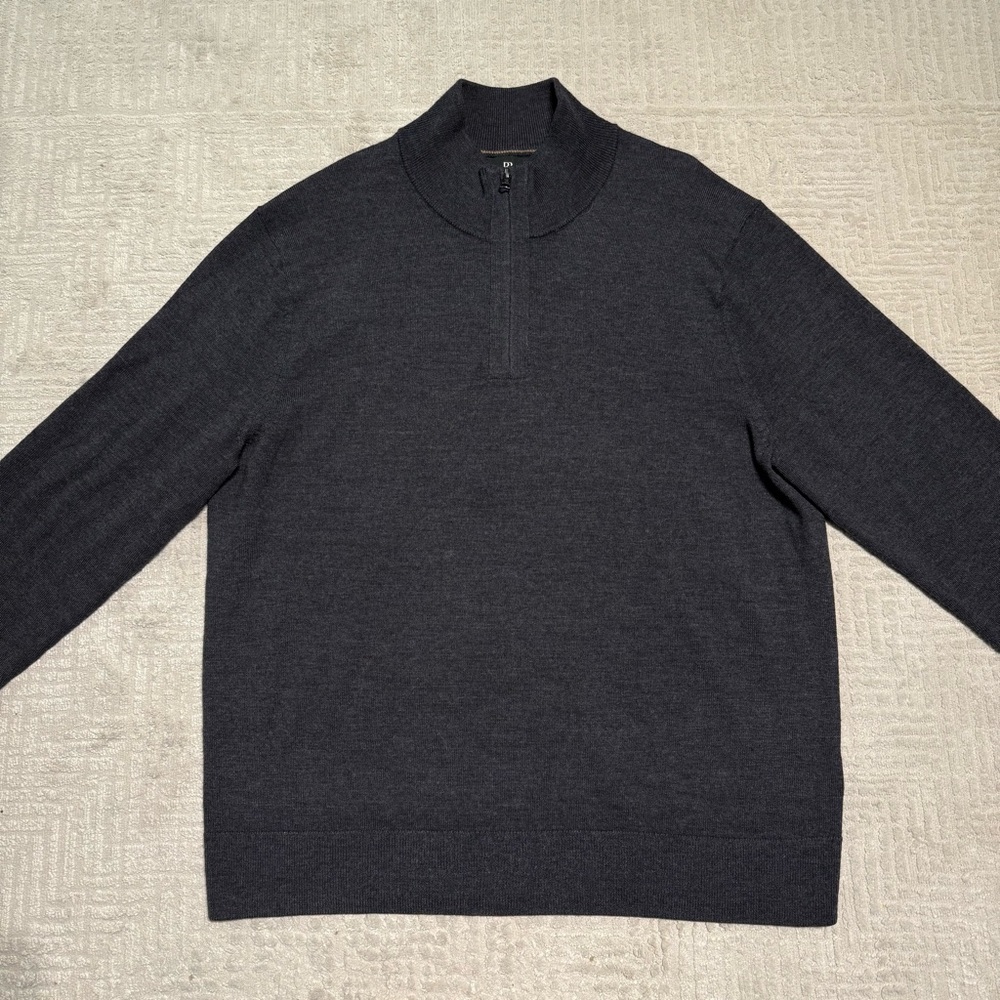 Banana Republic 1/4 zip Raoul Merino Wool Pullover Dark Gray Sweater Men's Large